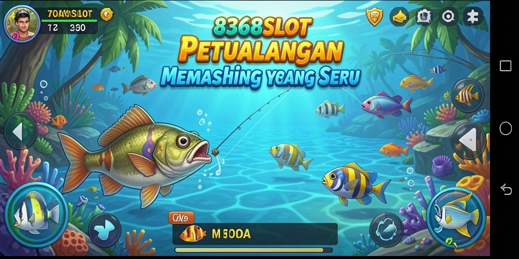 Screenshot gameplay 8368SLOT, menunjukkan keseruan memancing ikan.