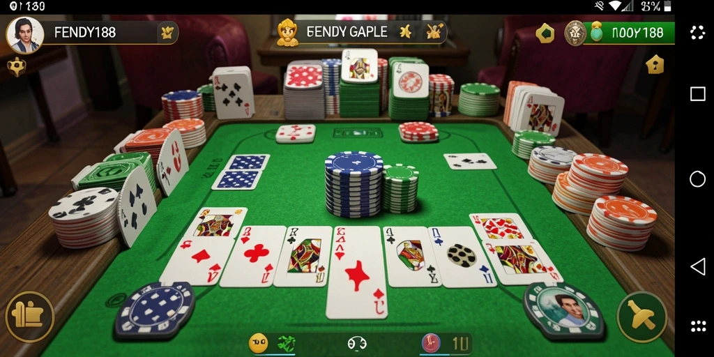 Screenshot gameplay FENDY188 yang menampilkan momen seru bermain Gaple.