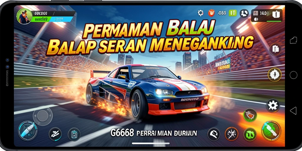 Screenshot gameplay G668 menunjukkan aksi balap yang mendebarkan.