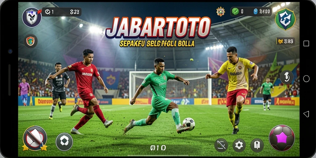 Tampilan gameplay JABARTOTO yang penuh aksi dan strategi sepak bola.