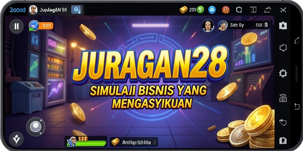 Tangkapan layar JURAGAN28 menampilkan gameplay simulasi bisnis yang seru.