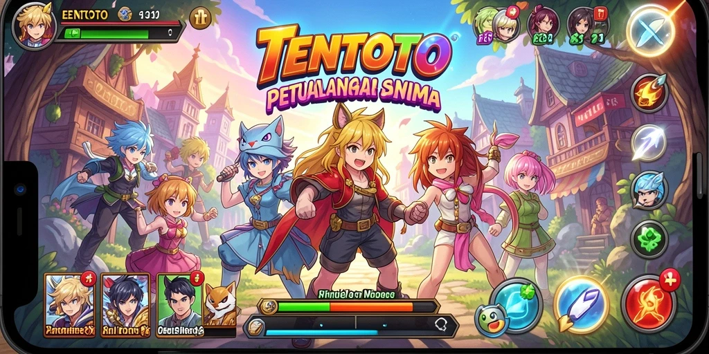 Tampilan gameplay dinamis dan karakter anime yang menawan.