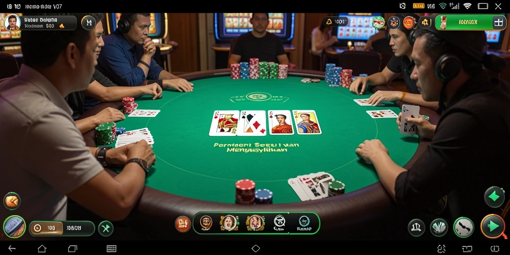 Tampilan gameplay Poker yang seru dan mendebarkan di V07.
