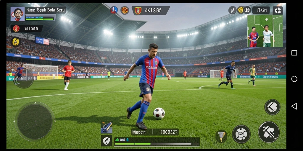 Tampilan gameplay ZK3 yang seru dan menegangkan dalam pertandingan sepak bola.